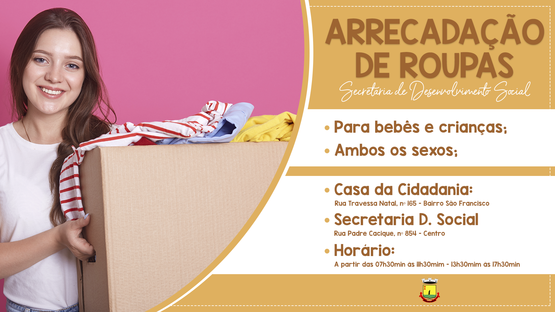 SECRETARIA DE DESENVOLVIMENTO SOCIAL PROMOVE CAMPANHA DE ARRECADAÇÃO DE ROUPAS